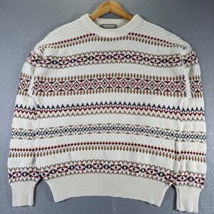 Vintage Christopher Hayes Mens Medium Patterned Cotton‎ Knit Sweater Ivory